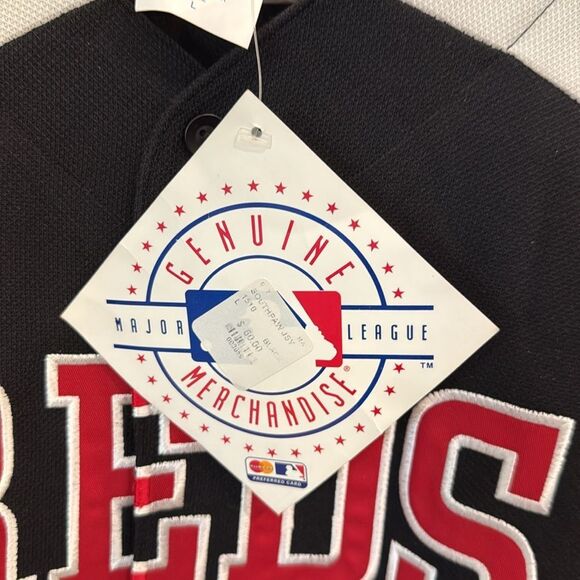 Majestic Black and Red Cincinnati Reds Jersey - Picture 6 of 8